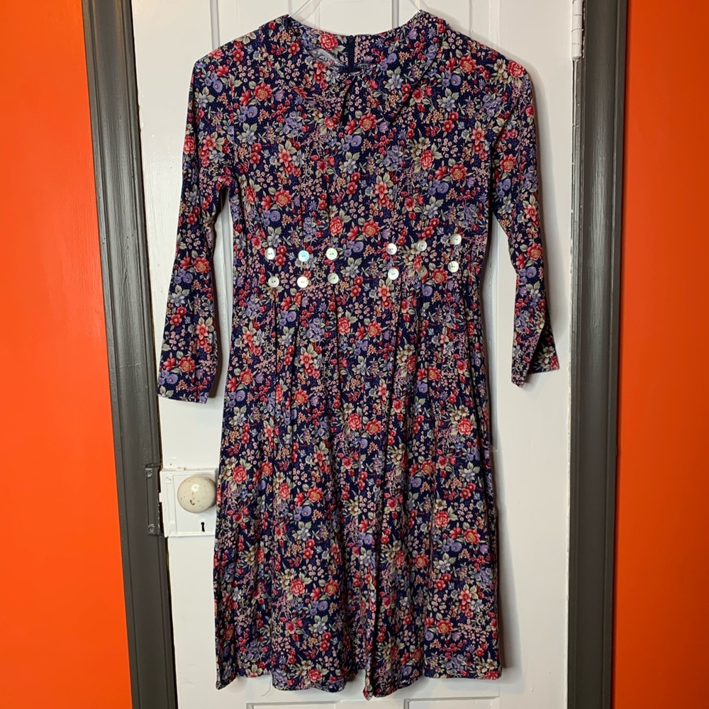 Vintage 1990s Kids by LaBelle Floral Collared Dress